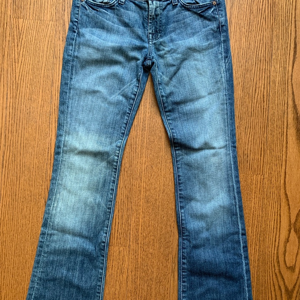 7 For All Mankind Blue Flare Wide Leg Jeans
